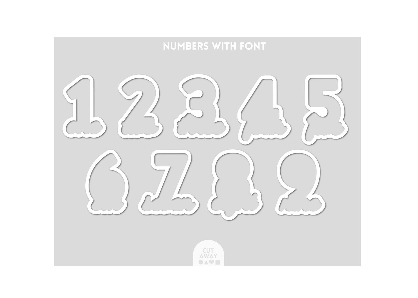 Numbers with Font Cookie Cutters 1, 2, 3, 4, 5, 6, 7, 8, 9