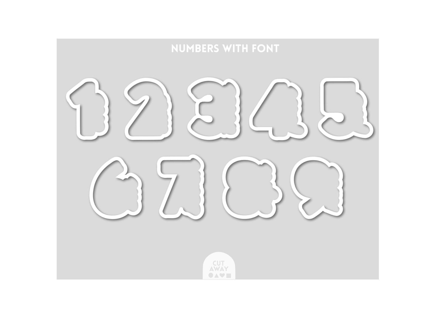 Numbers with Font Cookie Cutters 1, 2, 3, 4, 5, 6, 7, 8, 9