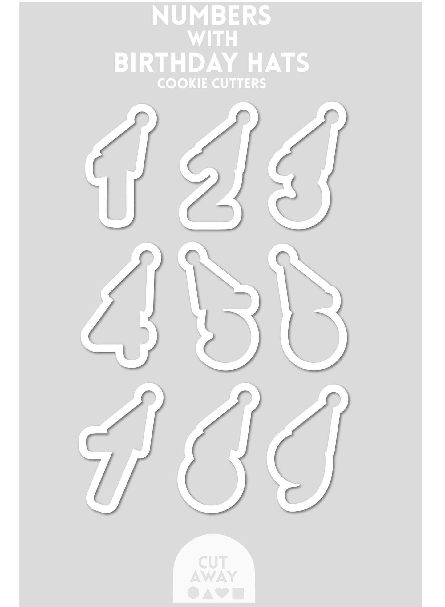 Numbers with Birthday Hats Cookie Cutter, Fun to Be One