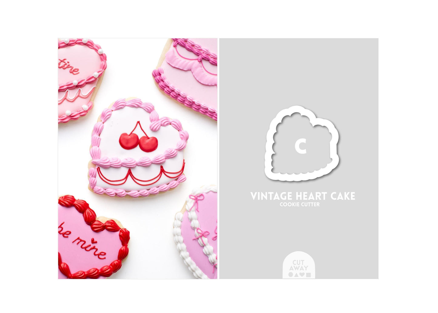 Vintage Heart Cakes Cookie Cutter
