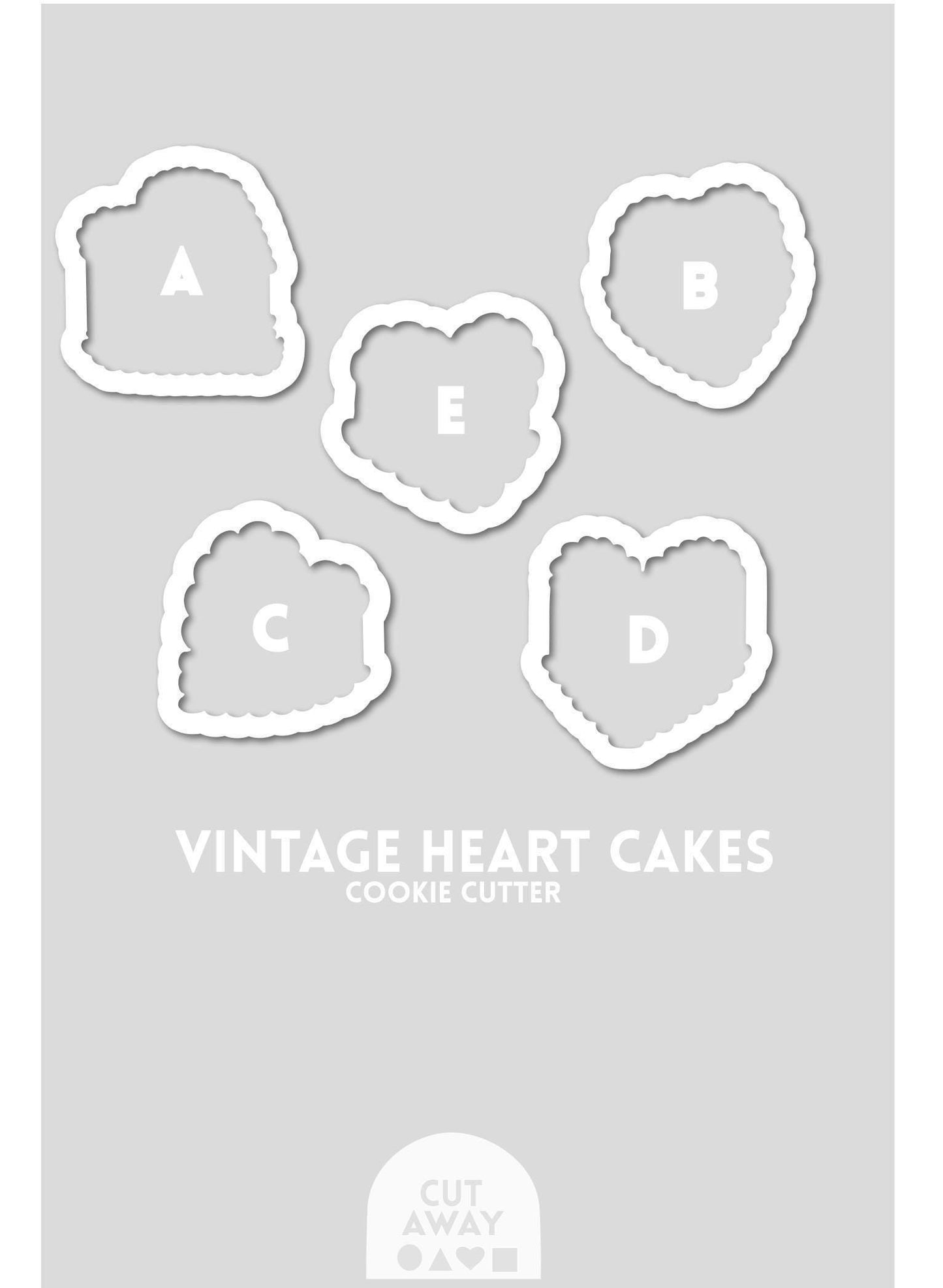 Vintage Heart Cakes Cookie Cutter