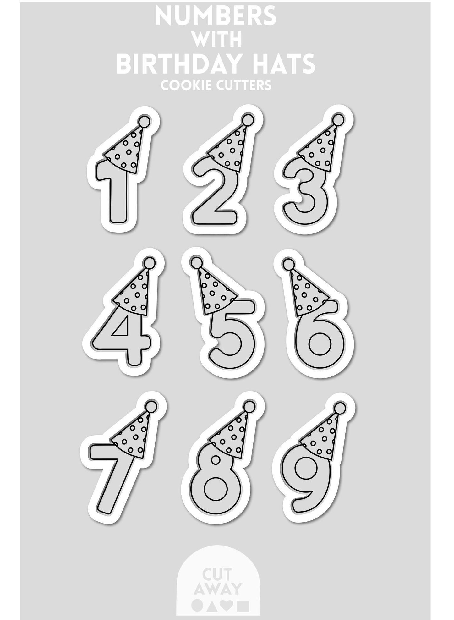 Numbers with Birthday Hats Cookie Cutter, Fun to Be One